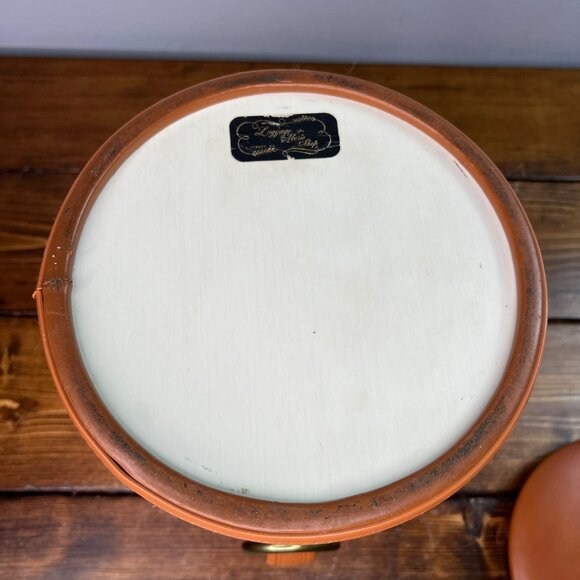 Vintage Kraftware Ice Bucket Brass Ring Handles Faux Leather Mid-Century Barware - Picture 8 of 12